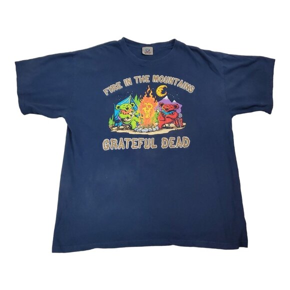 Vintage Grateful Dead Fire in the Mountains‎ T-Shirt Men's Size XL Liquid Blue - Picture 1 of 10
